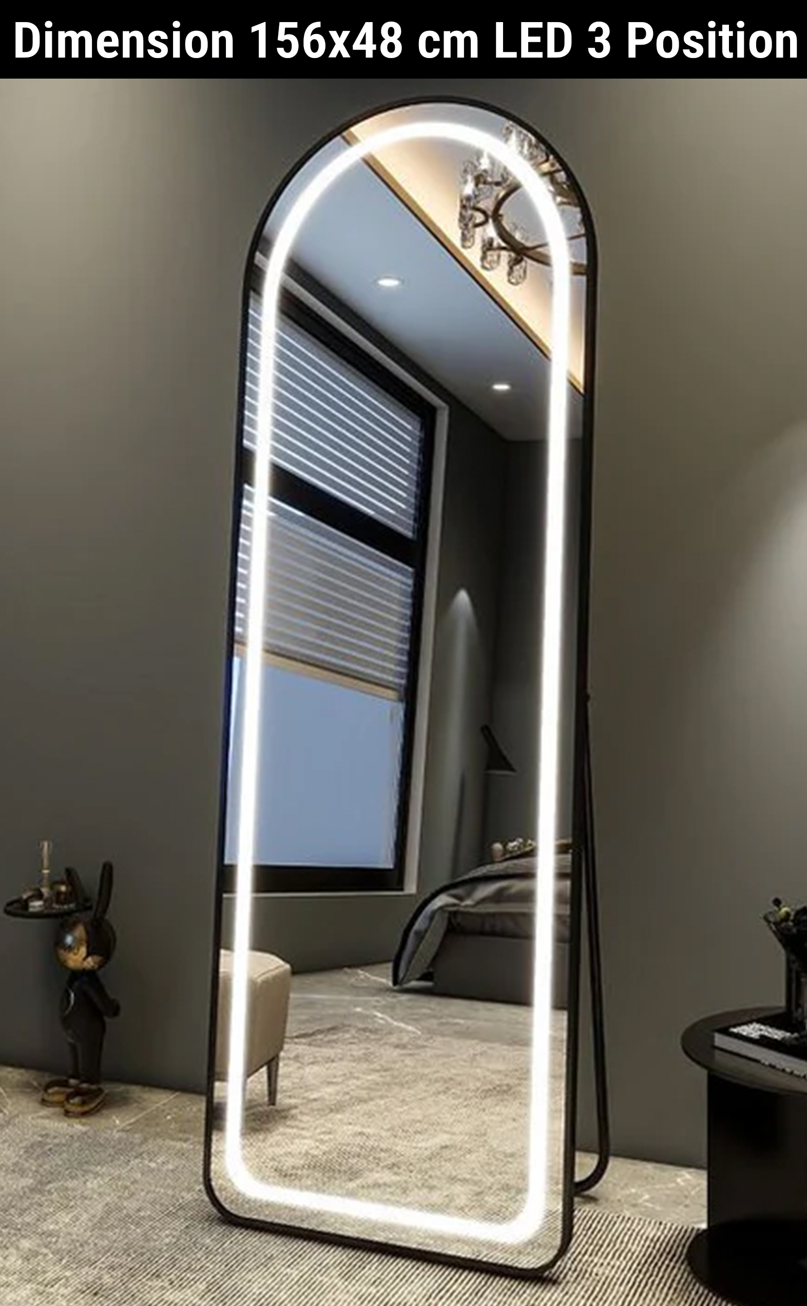 Miroir de Chambre Dressing avec Support Metallique